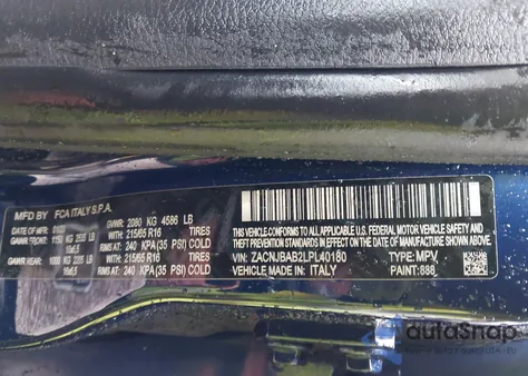 2020 Jeep Renegade Sport 4X4 z USA, uszkodzony, nr VIN ZACNJBAB2LPL40180